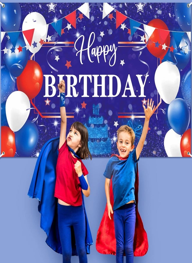 Woosytoo Red White and Blue Birthday Decorations Banner Royal Blue Red White Patriotic Party Supplies for 4th of July Independence Day Hero Captain Baseball Birthday Baby Shower Party Decorations - Image 5